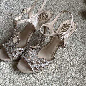 Vince Camuto Blush Heels with Rhinestone Accents